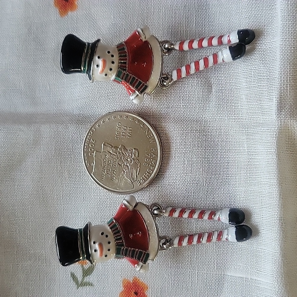 Holidays snowman earrings, set of 3 - Picture 6 of 13